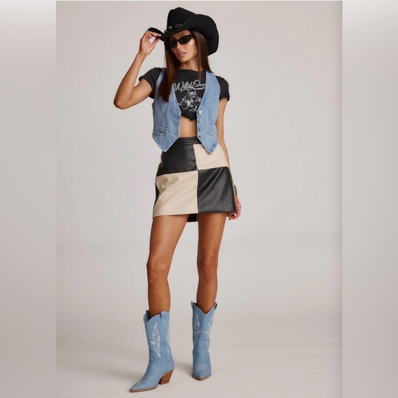 12th Tribe Harley Black Colorblock Mini Skirt - Picture 4 of 5